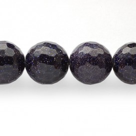 12mm Faceted Blue Goldstone beads semi precious string