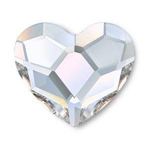 Crystal AB 10mm Heart 2808 Flat Back Non Hotfix Crystals - Pk 6