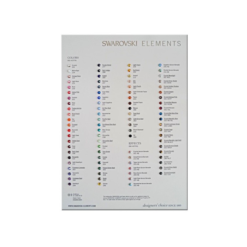 Swarovski Flatback Color Chart