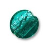 Silver foil Aqua flat Round glass bead