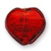 15mm red heart Silver foil bead