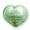 12mm Green heart Silver foil bead