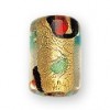 14 x 10mm Tube - Red Dot Gold Foil glass bead