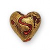 Gold foil Red heart 12mm glass beads - Outer foil