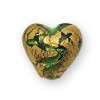 Gold foil Green heart 12mm glass beads - Outer foil