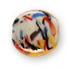 20mm flat Round White Multi colour glass lampwork bead
