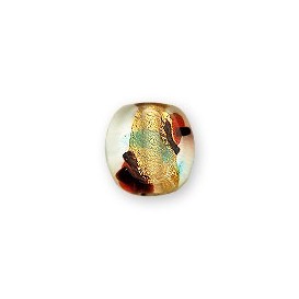 12 x 6mm coin - Red Dot Gold Foil glass bead