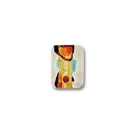16x12x9mm Rectangle - Red Dot Gold Foil glass bead