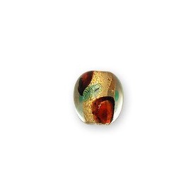 12 x 12mm Rotund Bead - Red Dot Gold Foil glass bead