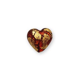Gold foil Red heart 16mm glass beads - Outer foil
