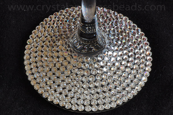 View of crystallized wine glass rim