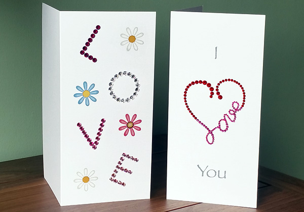 Handmade Swarovski Valentines Day card