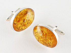 Sterling silver and amber cufflinks
