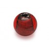 Red plain foil round glass beads 15mm