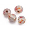 Red fleck Silver foil round beads 10mm pack