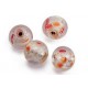 Red fleck Silver foil round beads 10mm single