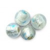 Blue fleck Silver foil round beads 10mm single