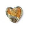 Silver foil glass heart beads
