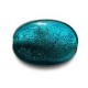 Silver foil Aqua flat Oval glass bead