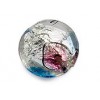 Silver foil Pink Blue flat Round glass bead
