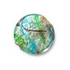 Silver foil Swirl flat Round glass bead