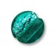 Silver foil Aqua flat Round glass bead