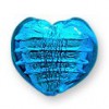 15mm Blue heart Silver foil bead