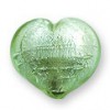 15mm Green heart Silver foil bead