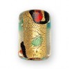 14 x 10mm Tube - Red Dot Gold Foil glass bead
