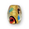 14 x 10mm Rice Bead - Red Dot Gold Foil glass bead