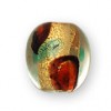 12 x 12mm Rotund Bead - Red Dot Gold Foil glass bead