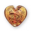Gold foil Red heart 16mm glass beads - inner foil