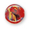 20mm flat Round Red Multi colour glass lampwork bead