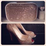 Rose Gold Louboutin & Matching Clutch